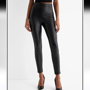 Express Black High-Waisted Faux Leather Leggings Like New Sz Small